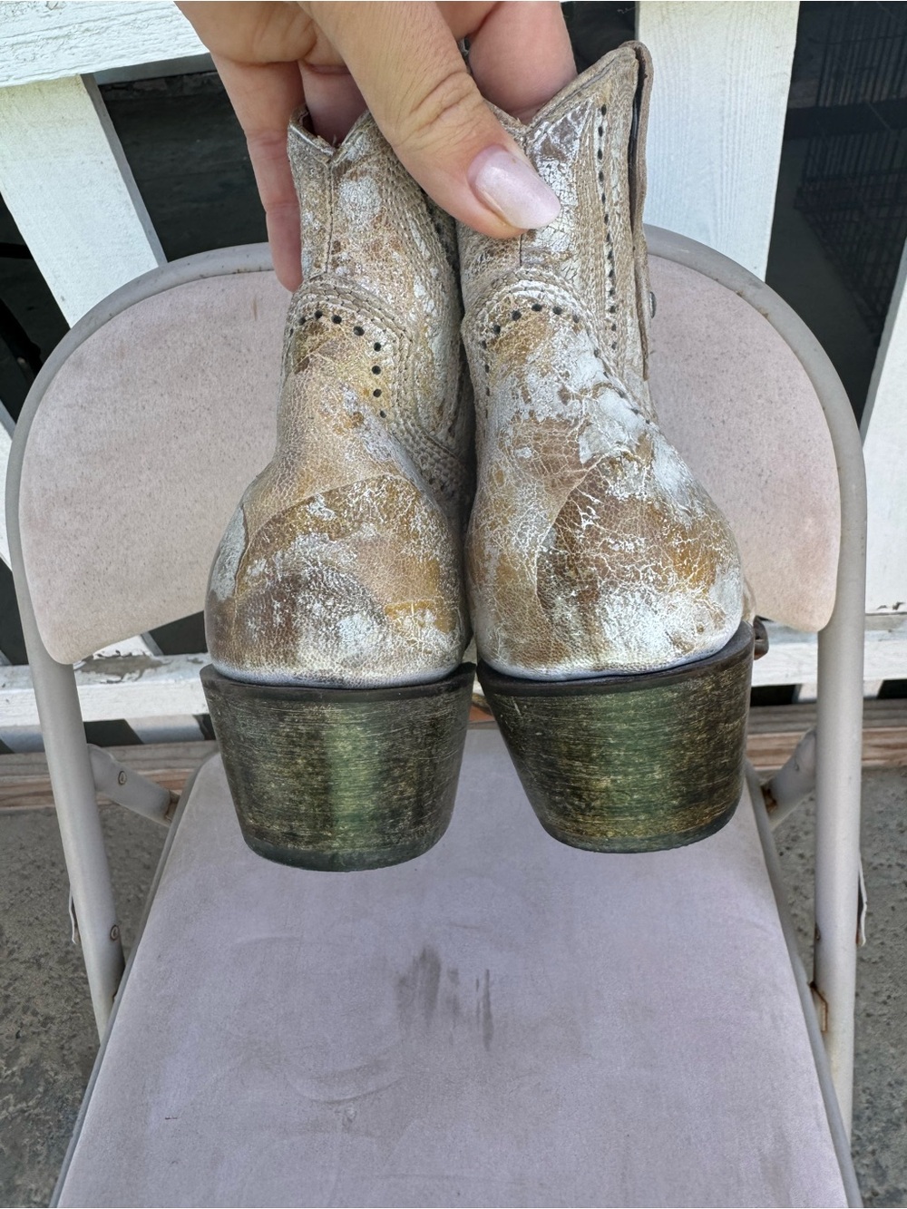 Lucchese leather cowgirl boots distressed size 8 - Picture 4 of 11